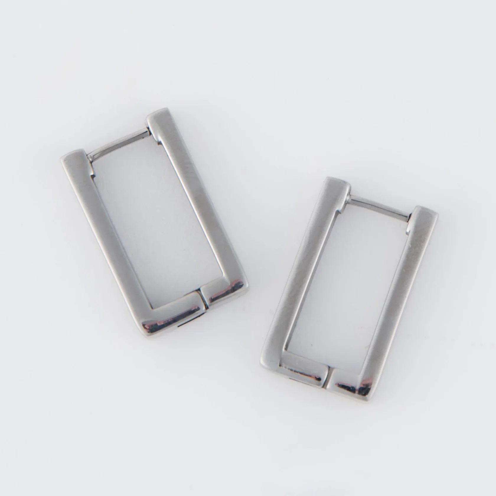 Narelle - Waterproof Rectangle Hoop Earrings, Silver