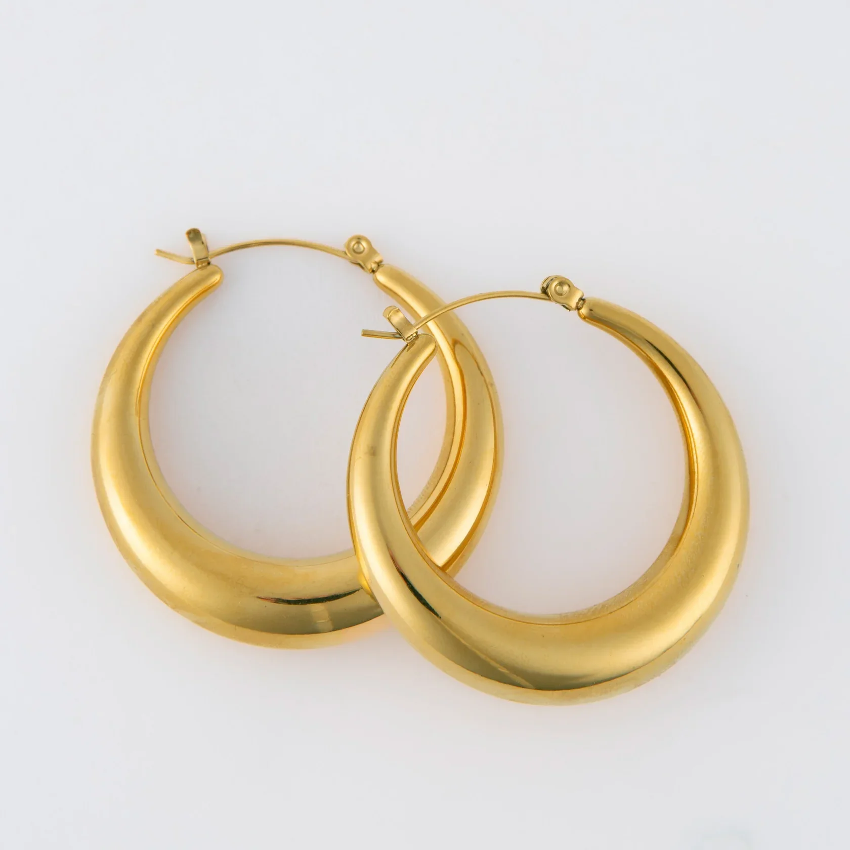 Narelle - Waterproof Round Hoop Earrings, Gold