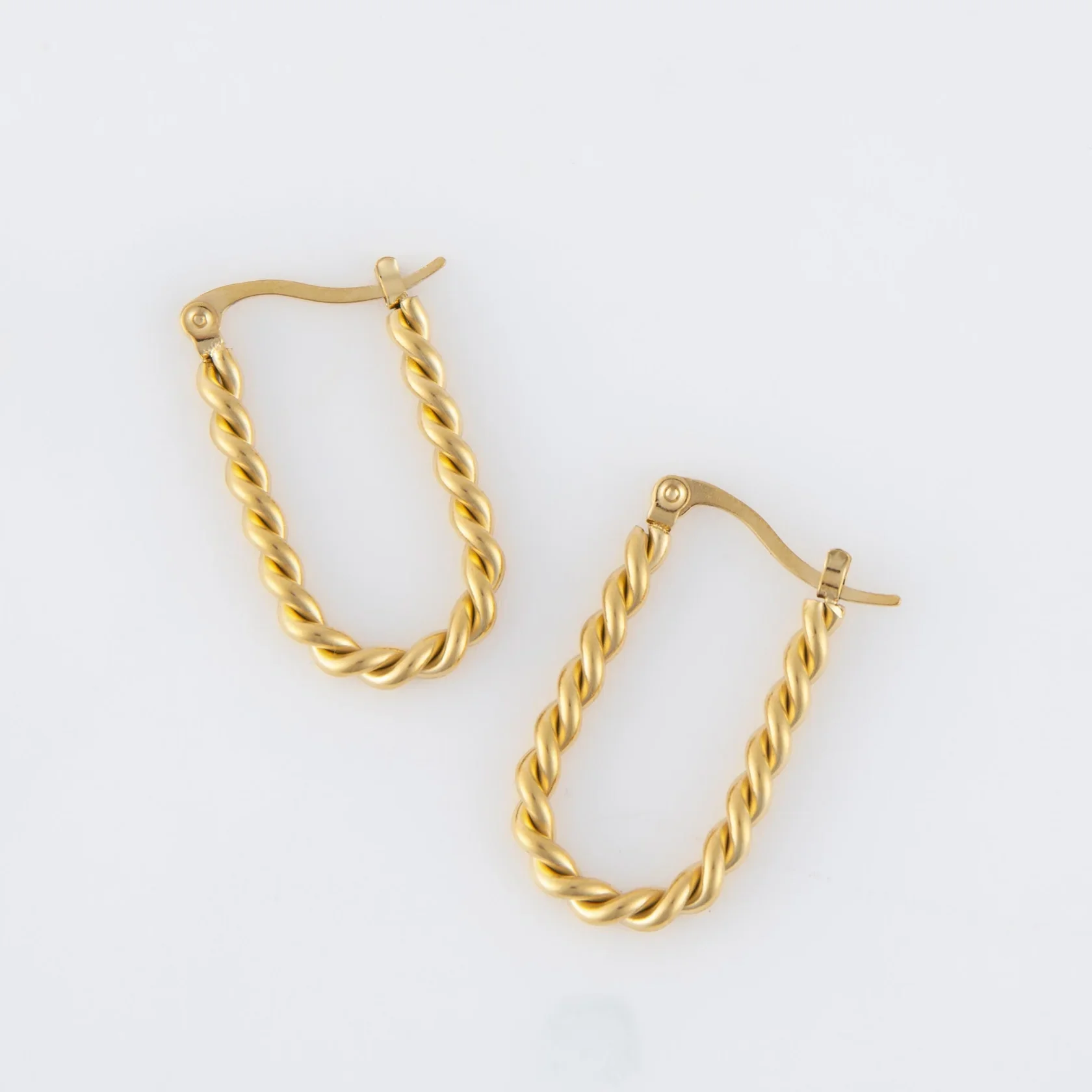 Narelle - Waterproof Twisted Hoop Earrings, Gold