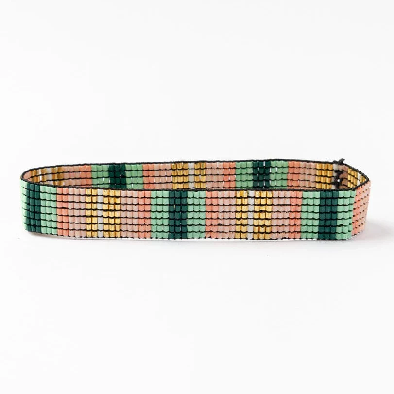 Ink + Alloy - Alex Vertical Stripe Beaded Stretch Bracelet, Green & Blush