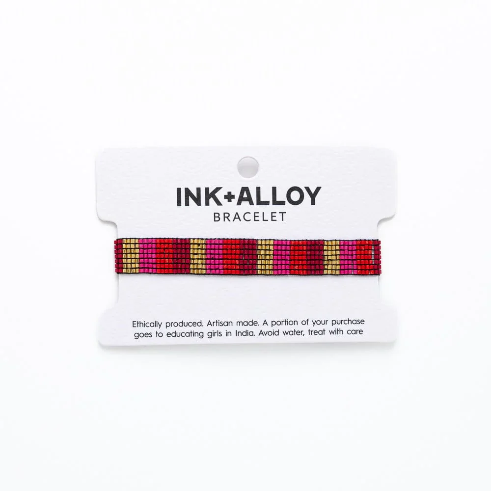 Ink + Alloy - Alex Vertical Stripe Beaded Stretch Bracelet, Pink - Image 3