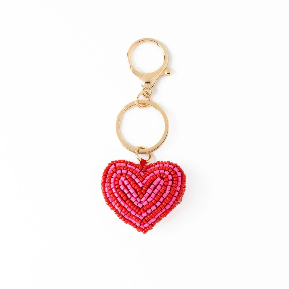Ink + Alloy - Violet Red & Pink Puffy Heart Bag Charm