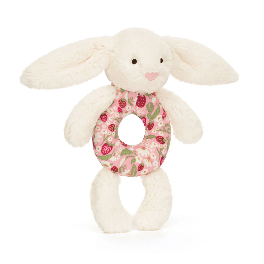 Jellycat - Blossom Cream Bunny Berry Ring Rattle Plush Toy - Image 2