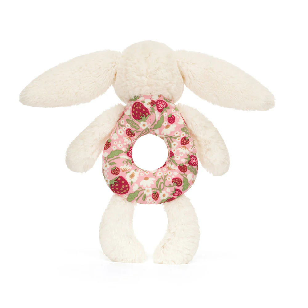 Jellycat - Blossom Cream Bunny Berry Ring Rattle Plush Toy - Image 4