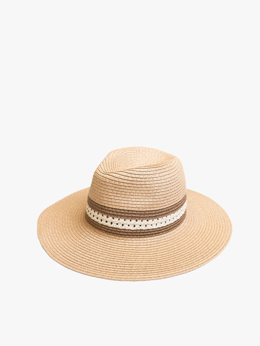 Jen & Co - Holloway Two-Toned Straw Fedora Hat