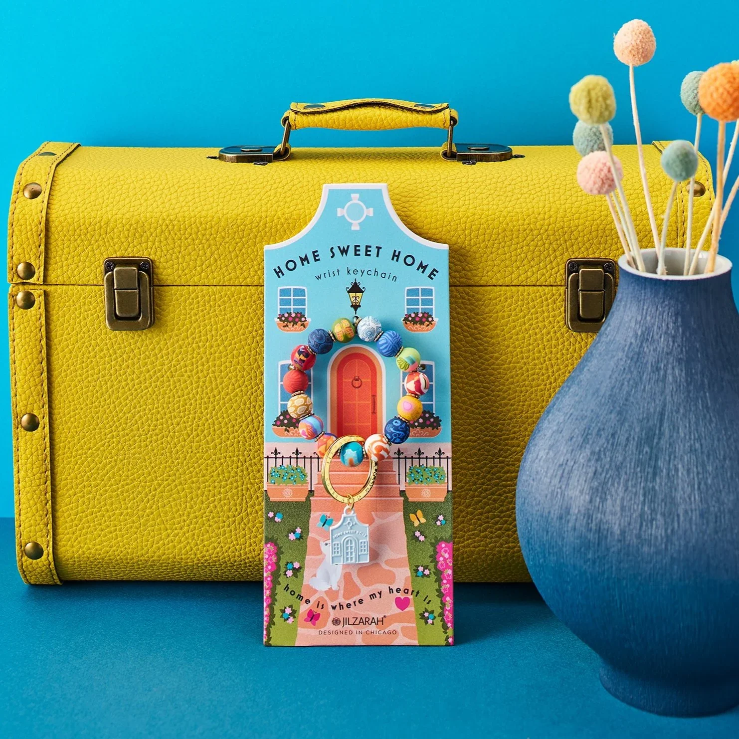 Jilzarah - Happy Place Home Sweet Home Wristlet Keychain