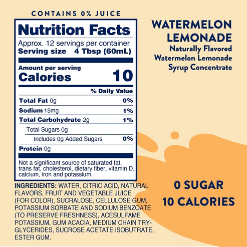 Jordan's Skinny Mixes - Watermelon Lemonade Sugar Free Syrup - Image 2