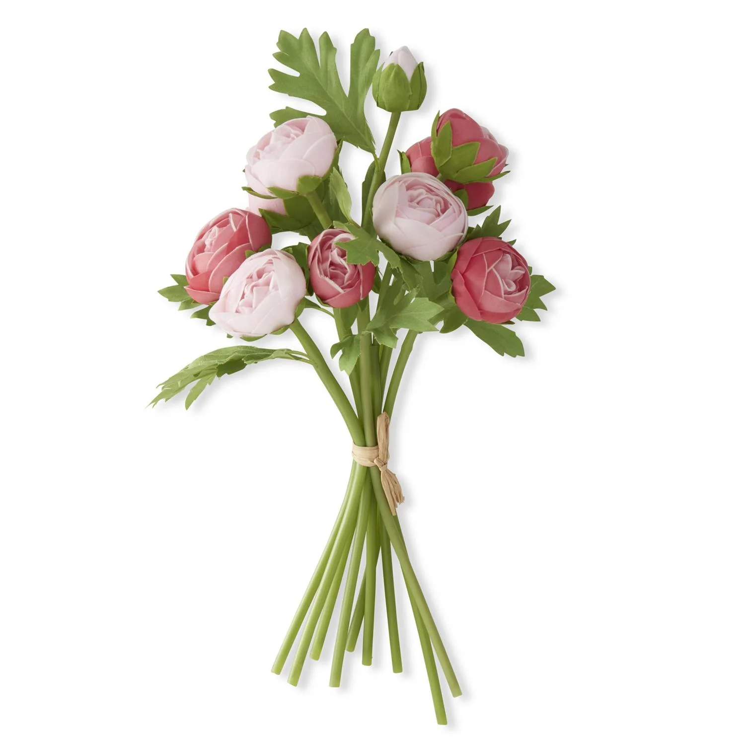 K & K Interiors - Pink Rose Real Touch Ranunculus Bundle