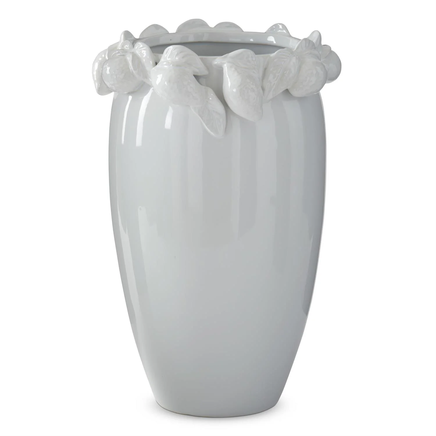 K & K Interiors - White Ceramic Lemon Rim Vase