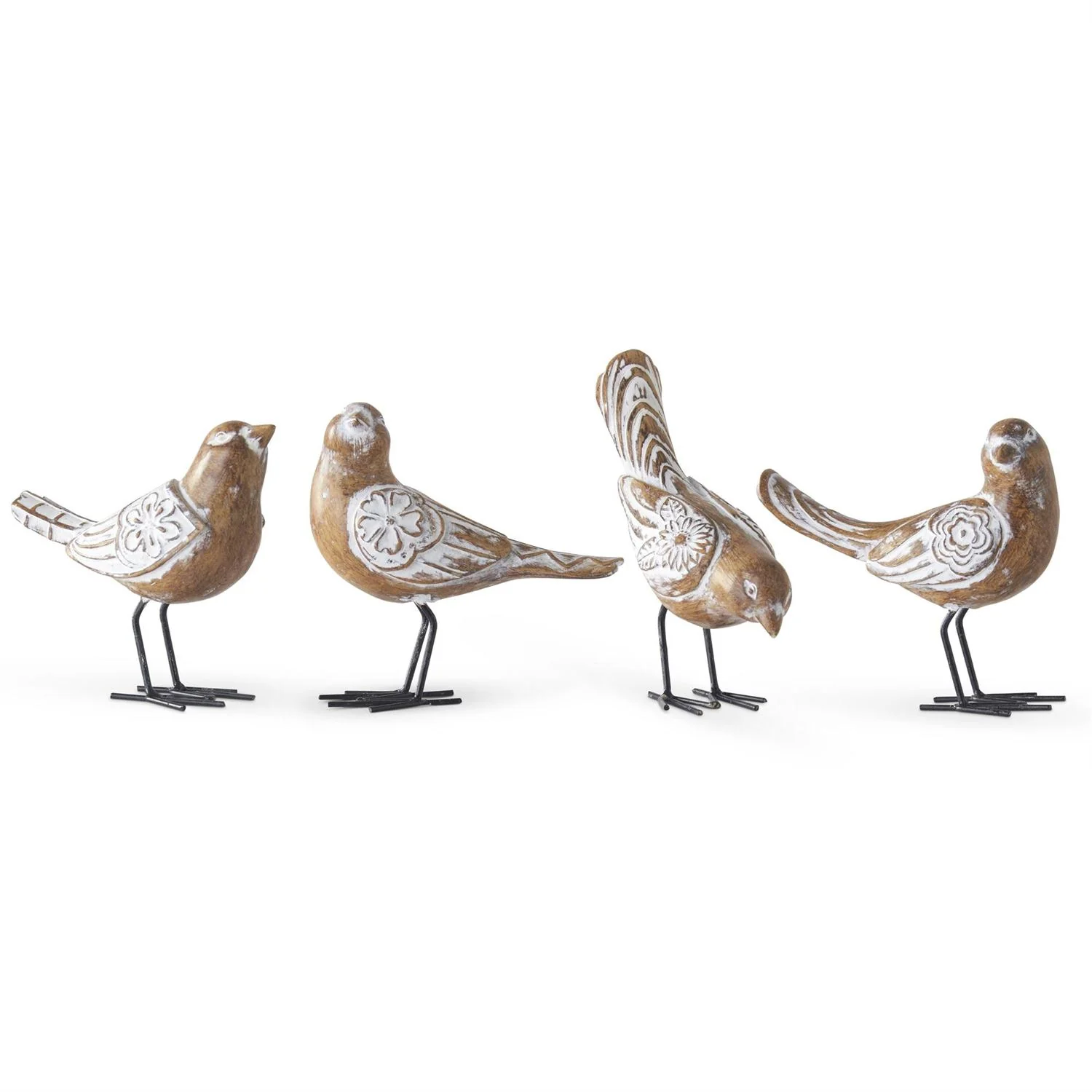 K & K Interiors - Whitewashed Resin Carved Bird