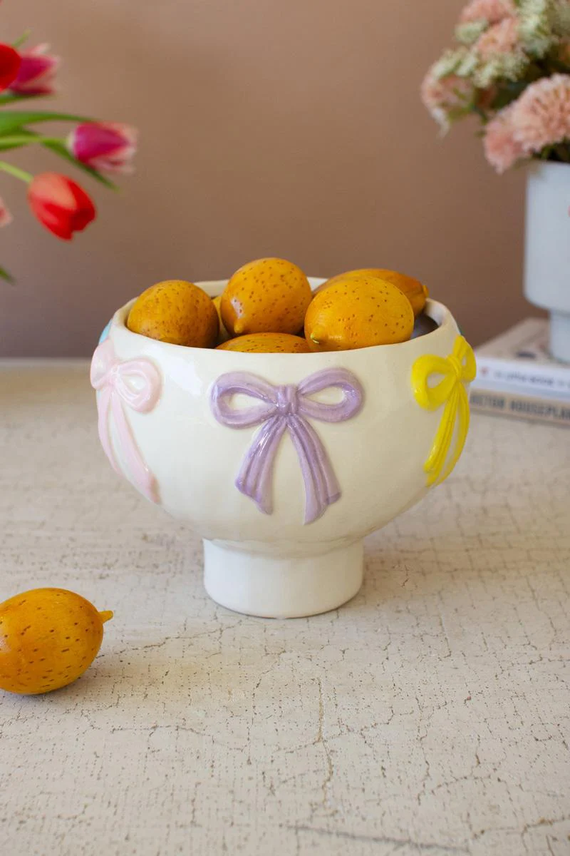 Kalalou - Ceramic Compote with Multi-Colored Bows - Image 6