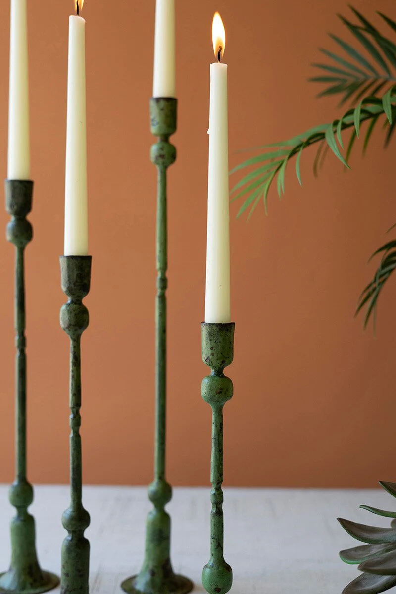 Kalalou - Forged Iron Green Patina Taper Candle Holder - Image 2