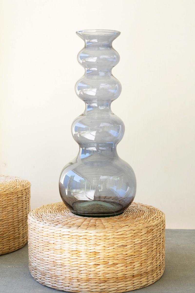 Kalalou - Large Blue Glass Bubble Vase - Image 2