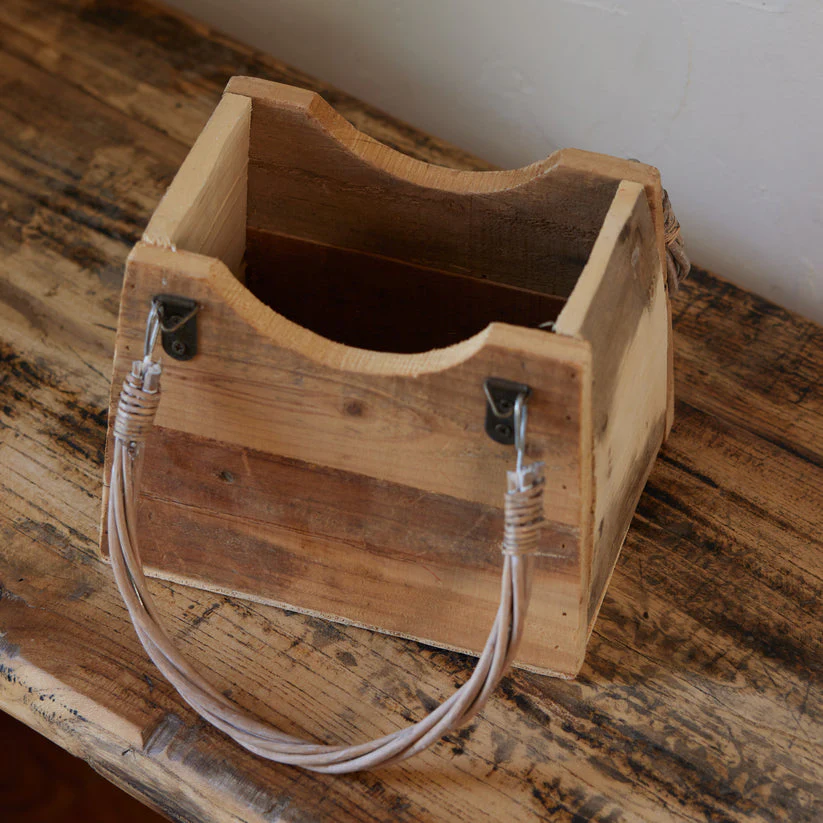 Kalalou - Recycled Wood Hand Bag Planter - Image 4