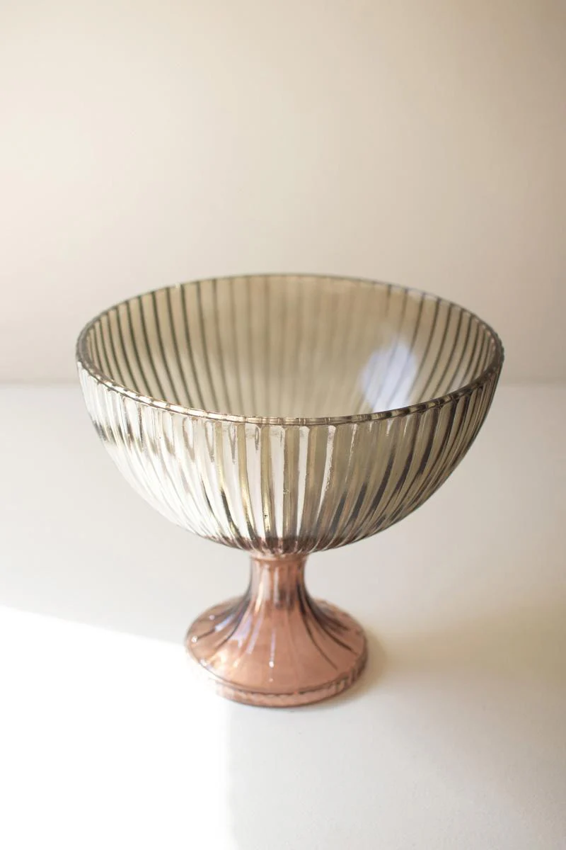 Kalalou - Ribbed Glass Compote - Image 2