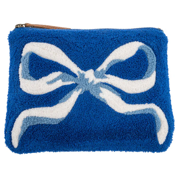 Karma - Embroidered Carry-All Zipper Bag, Blue Bow