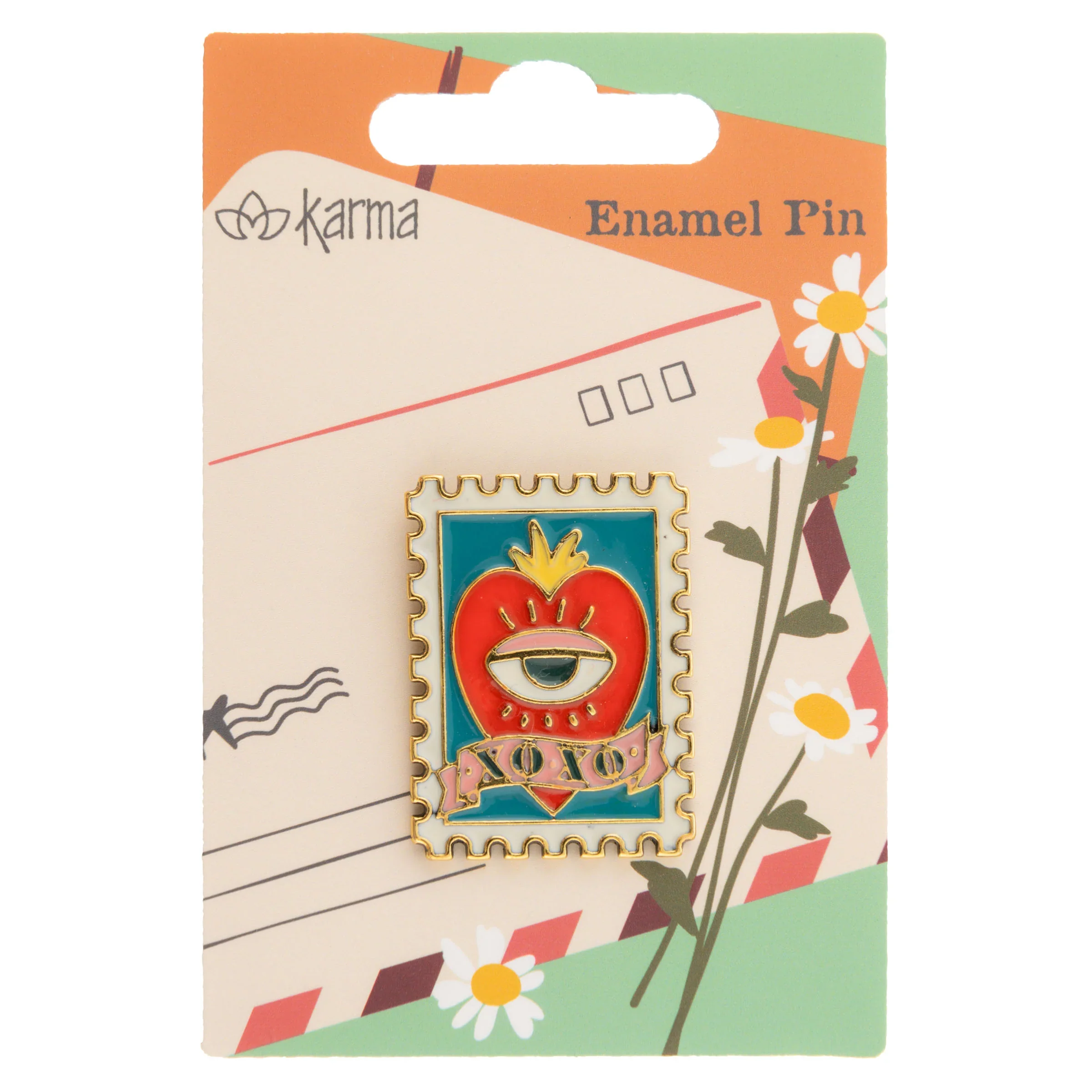 Karma - Enamel Pin, Heart Stamp