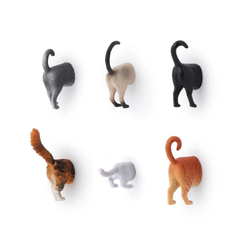 Kikkerland - Cat Butt Magnets, Set of 6