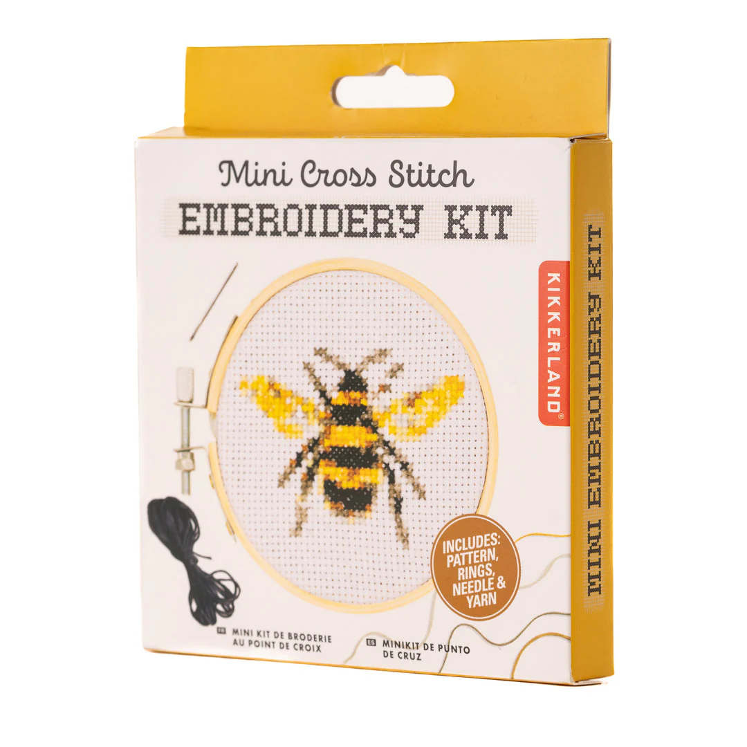 Kikkerland - Mini Cross Stitch Embroidery Kit, Bee - Image 3
