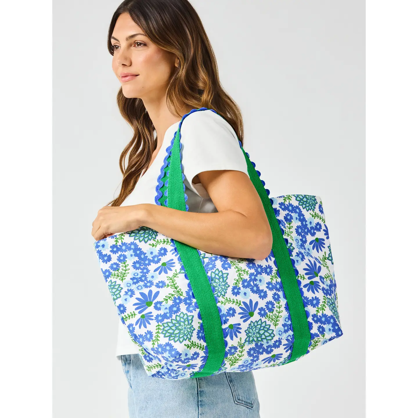 Mary Square - Capri Carryall Tote, Daisy Chain White