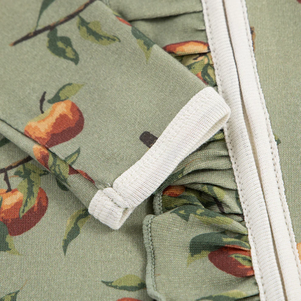 Milkbarn - Cotton Footed Ruffle Romper, Apple Orchard - Image 3