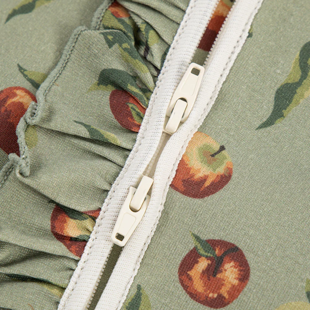 Milkbarn - Cotton Footed Ruffle Romper, Apple Orchard - Image 5