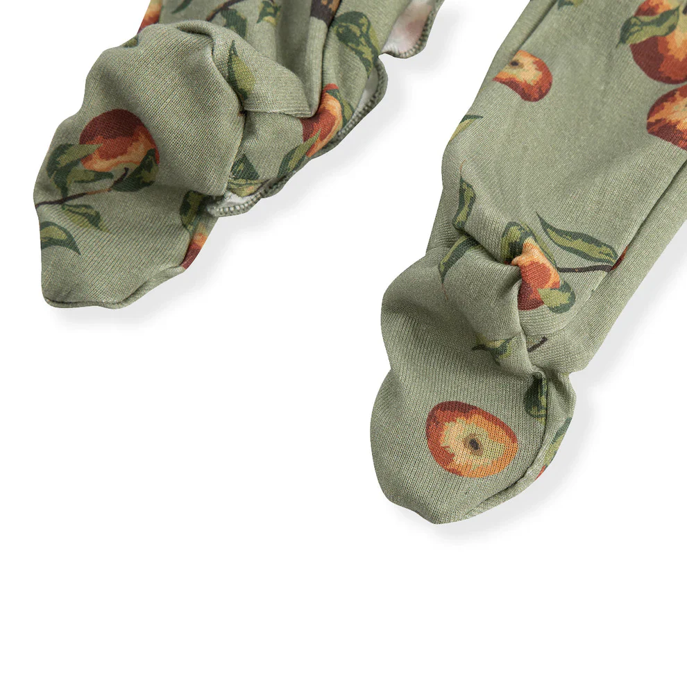 Milkbarn - Cotton Footed Ruffle Romper, Apple Orchard - Image 6