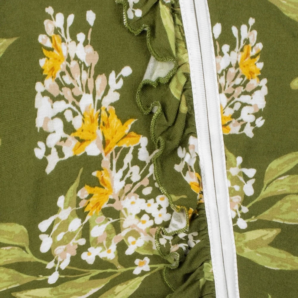 Milkbarn - Ruffle Footed Romper, Green Floral - Image 4