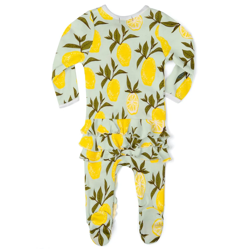 Milkbarn - Ruffle Footed Romper, Lemon - Image 3