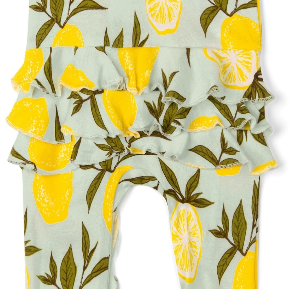 Milkbarn - Ruffle Footed Romper, Lemon - Image 4