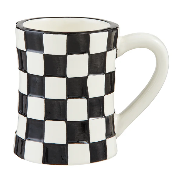 Mud Pie - Black and White Check Mug - Image 3