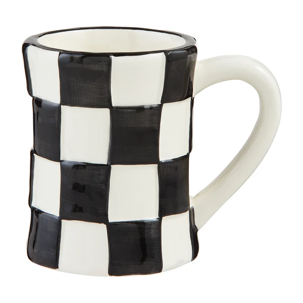 Mud Pie - Black and White Check Mug - Image 4