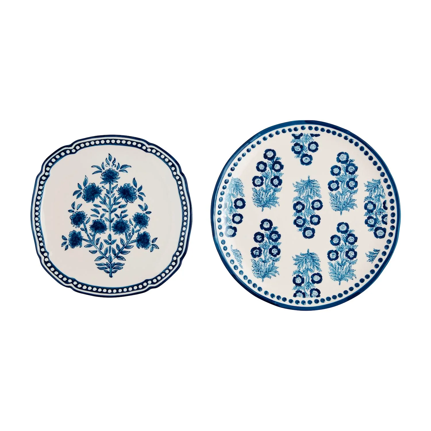 Mud Pie - Blue Block Print Round Platter - Image 2
