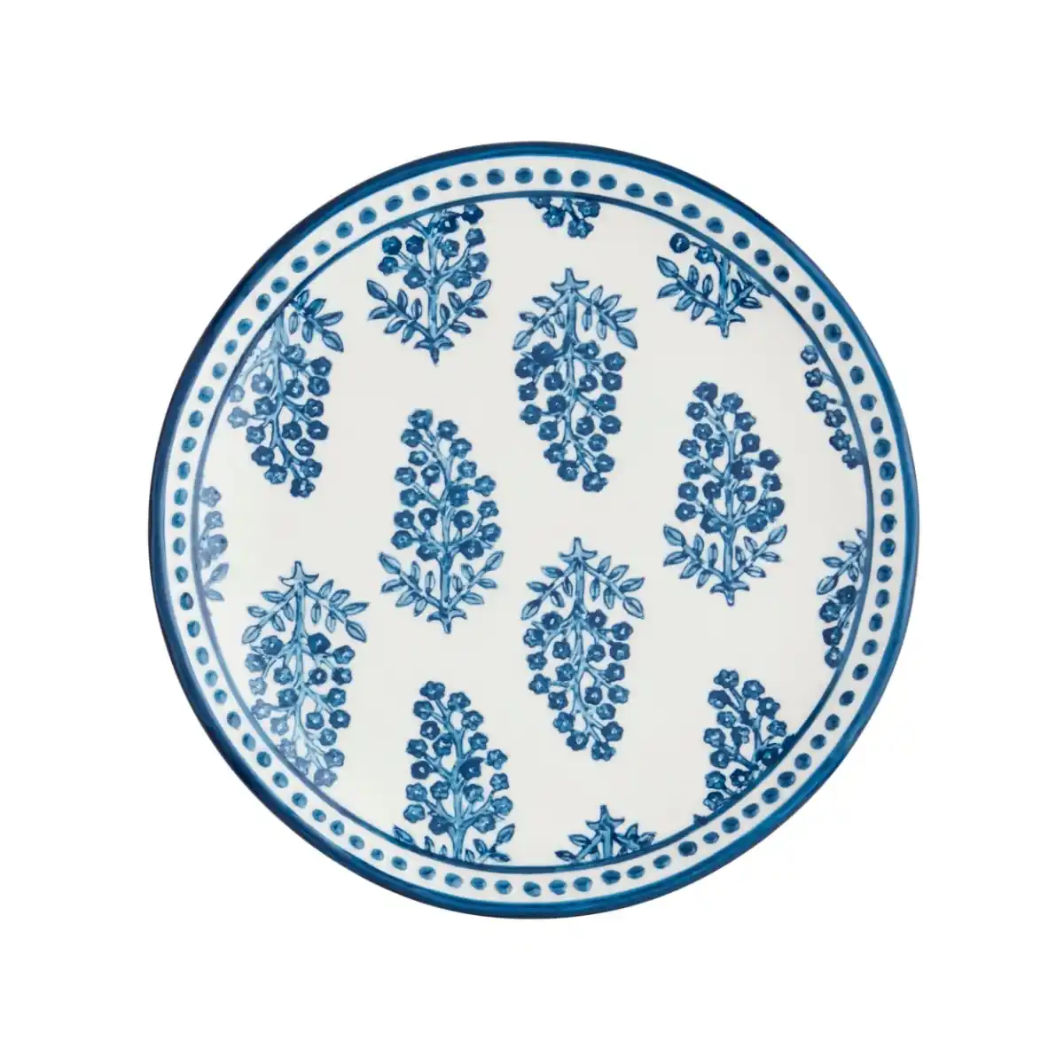 Mud Pie - Blue Block Print Salad Plate - Image 6