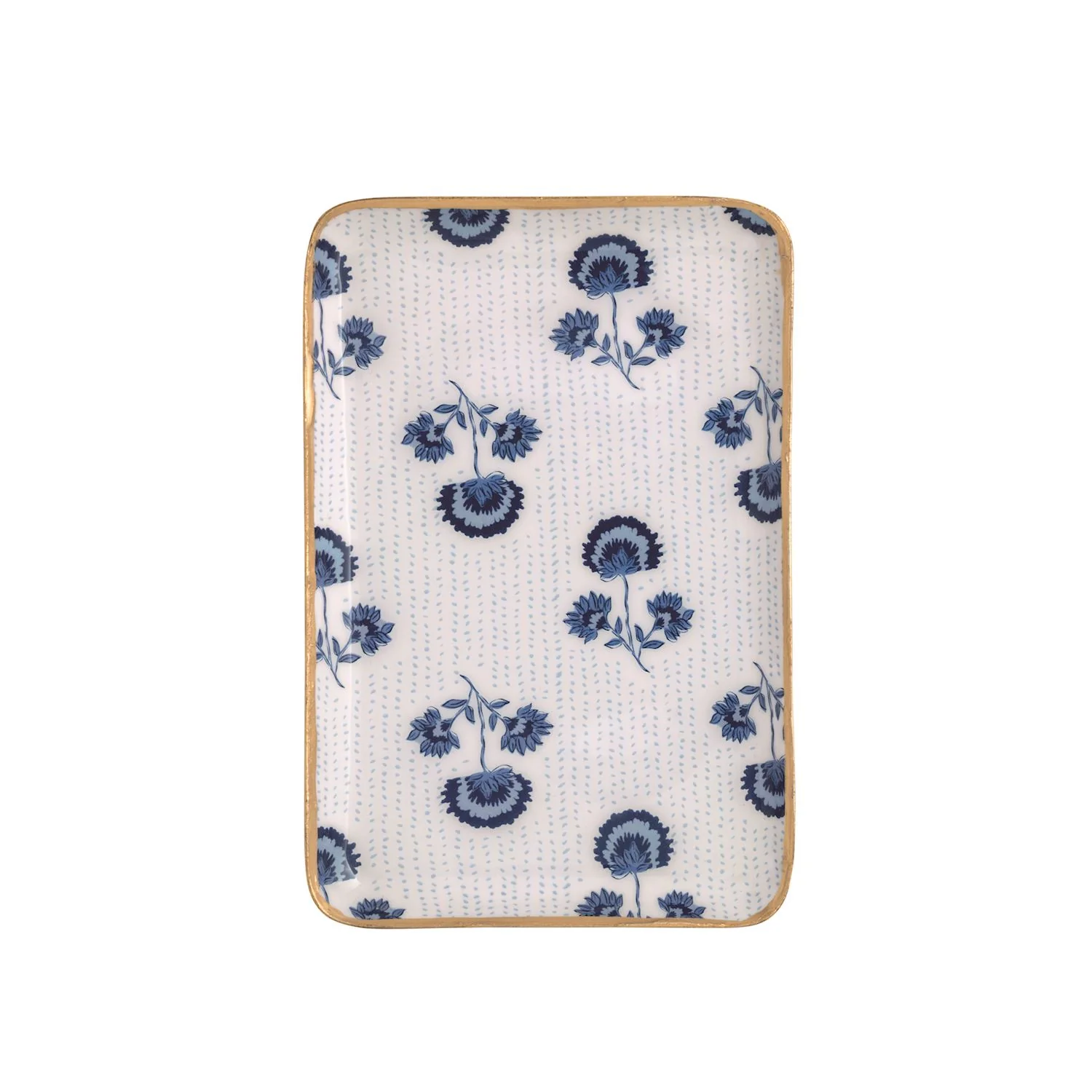 Mud Pie - Blue Block Print Trinket Tray - Image 4