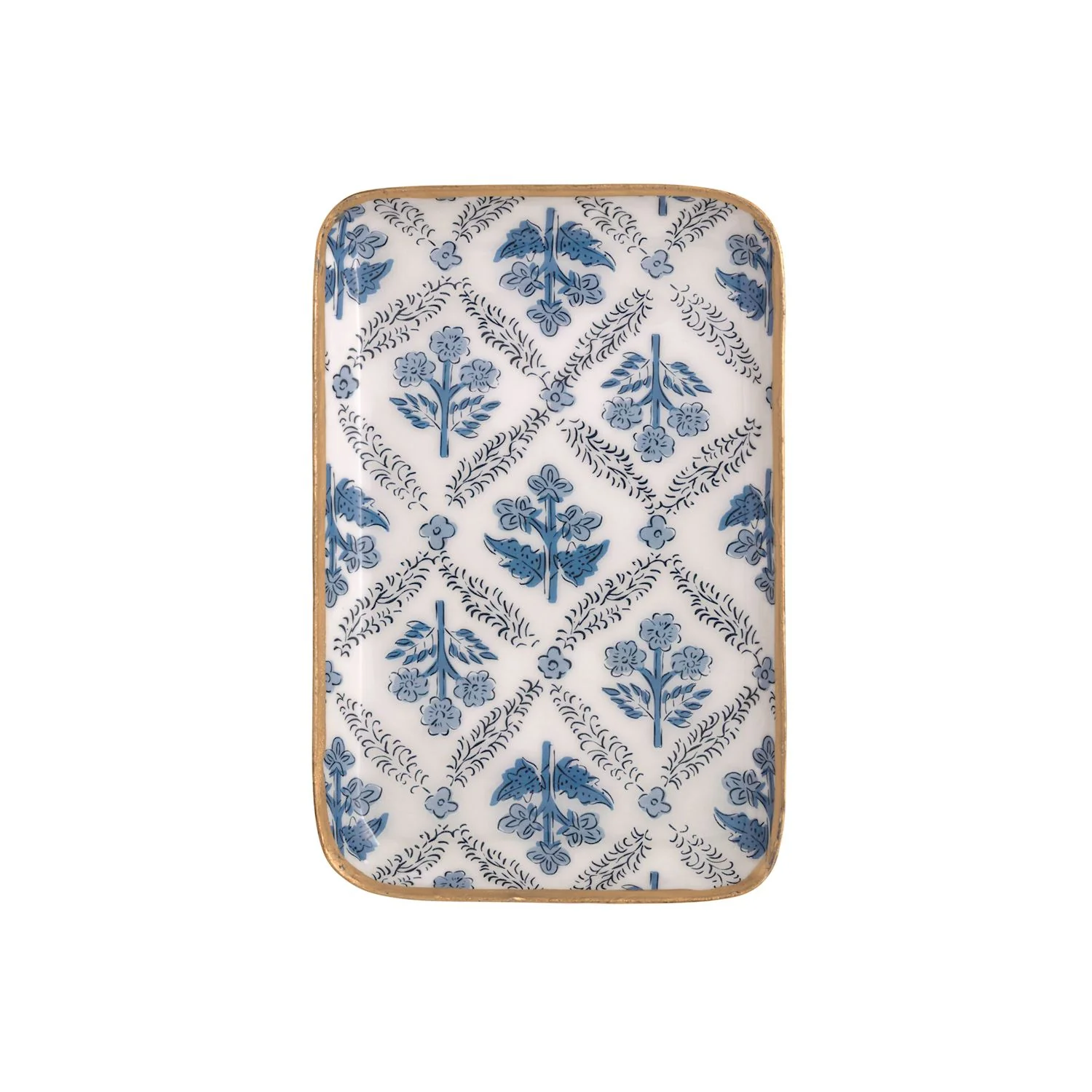 Mud Pie - Blue Block Print Trinket Tray - Image 6