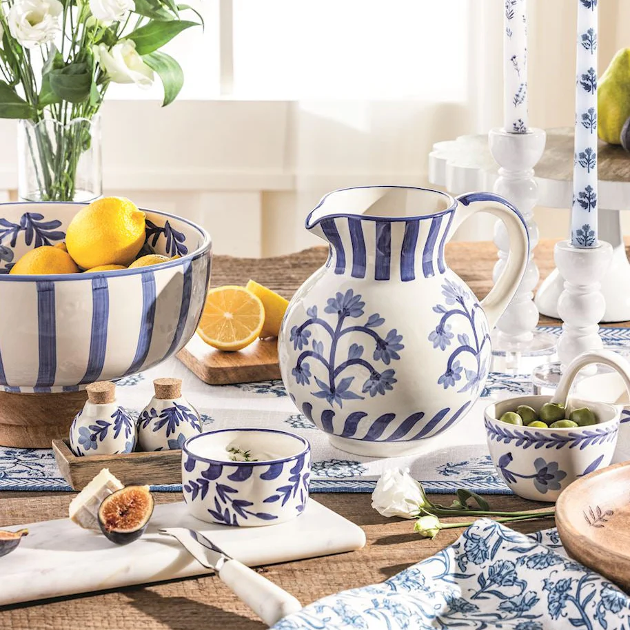 Mud Pie - Blue Floral Pitcher - Image 2