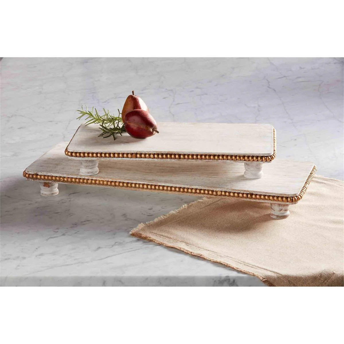 Mud Pie - Gold Beaded Wood Serving Board