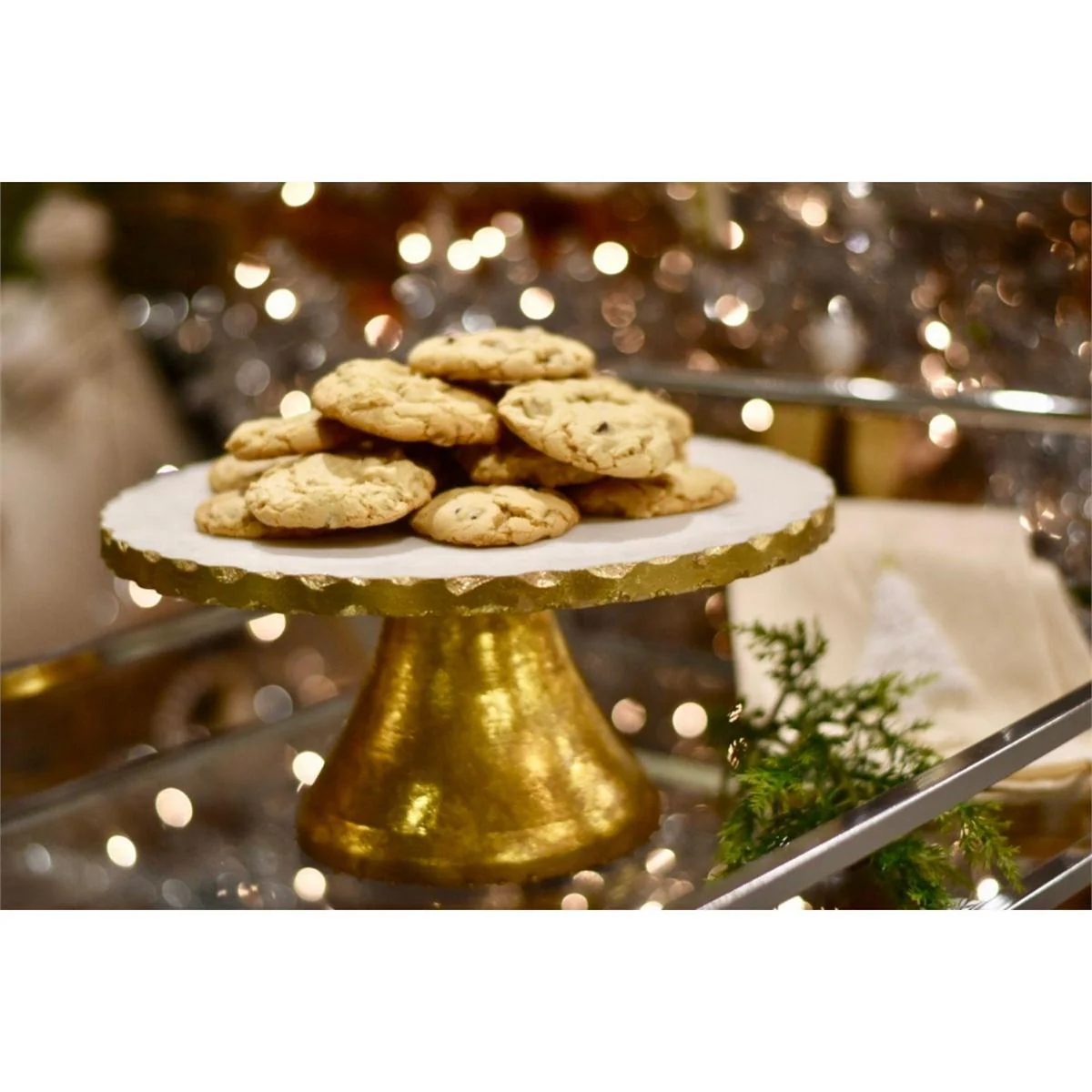 Mud Pie - Marble & Golden Cake Stand - Image 3