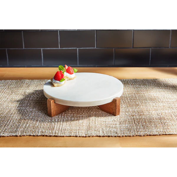 Mud Pie - Marble Server with Wood Stand