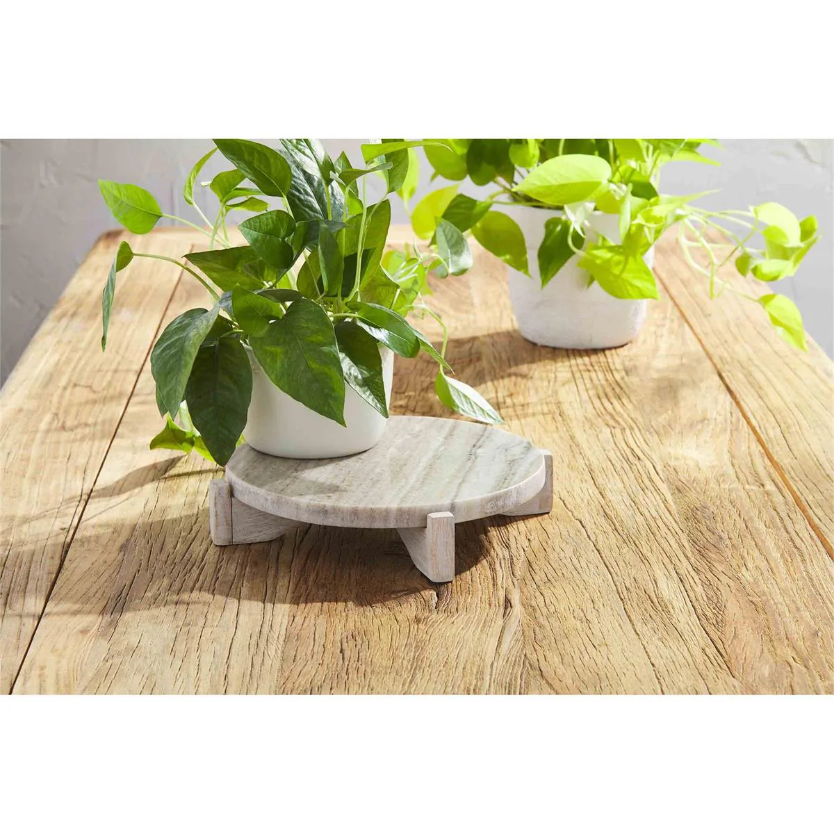 Mud Pie - Marble & Wood Pedestal - Image 3