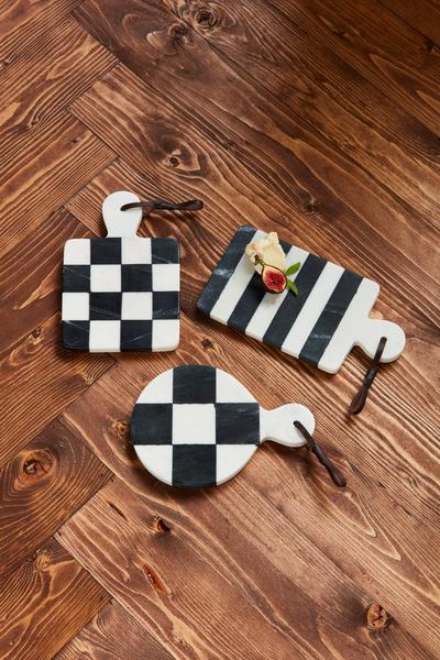 Mud Pie - Mini Marble Black & White Check Board