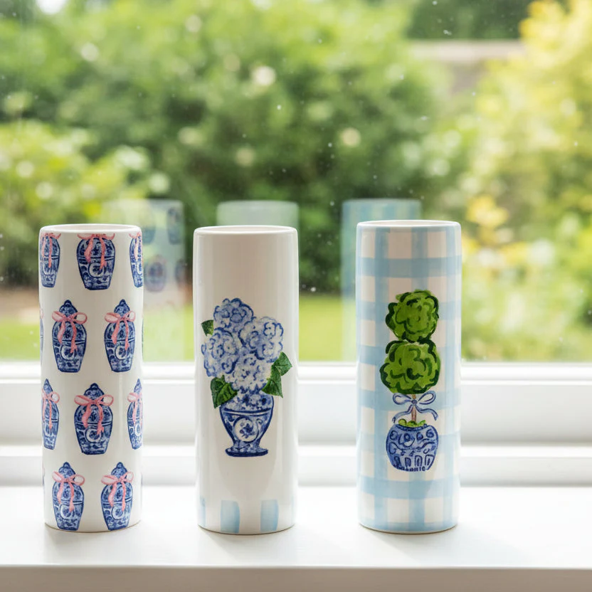 Mud Pie - Topiary Patterned Bud Vase