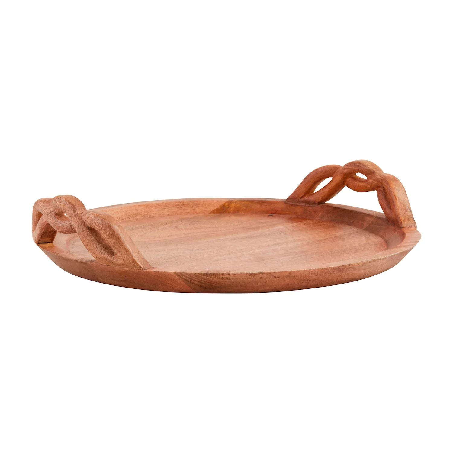 Mud Pie - Twisted Handle Wood Tray - Image 2