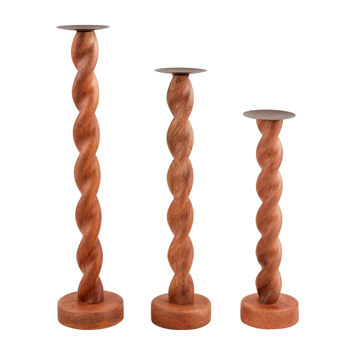 Mud Pie - Twisted Wood Candlestick - Image 2
