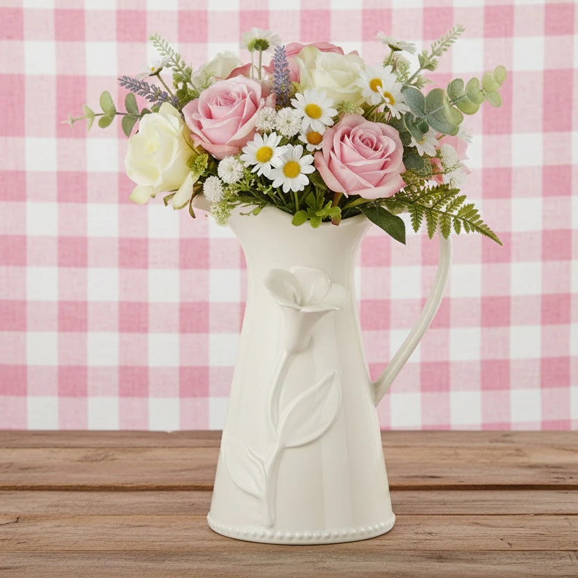 Mud Pie - White Flower Pitcher
