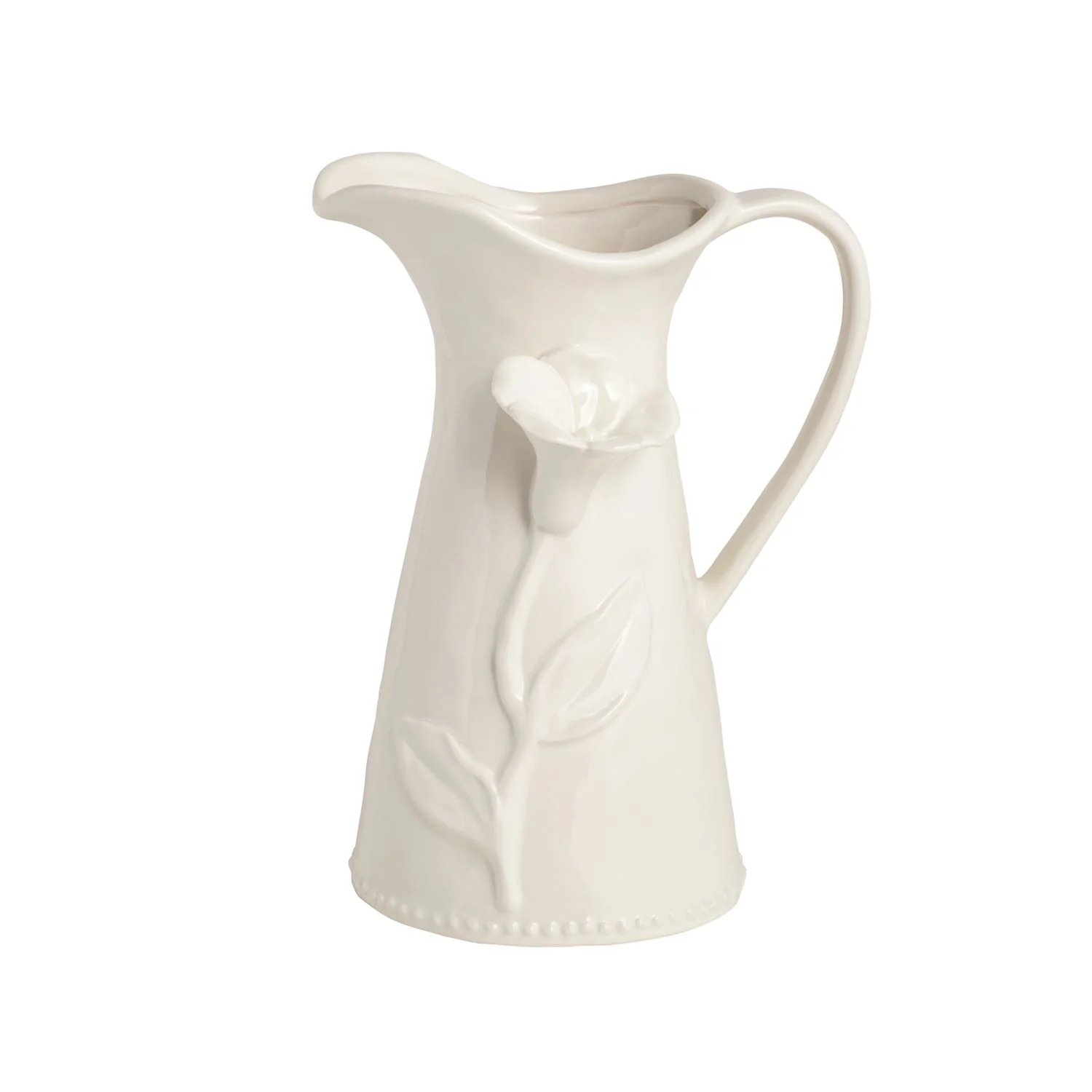 Mud Pie - White Flower Pitcher - Image 2