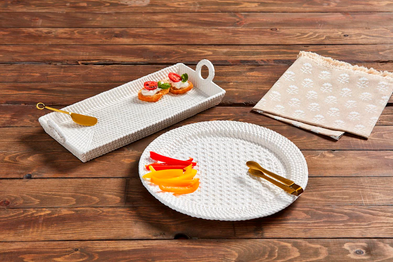 Mud Pie - Woven Stoneware Platter Set - Image 2