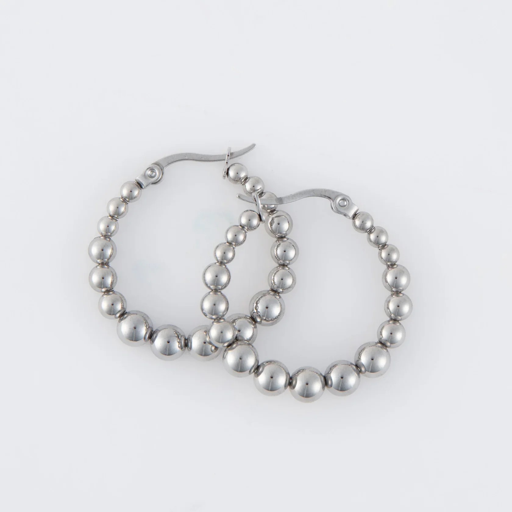 Narelle - Waterproof Bubble Hoop Earrings, Silver