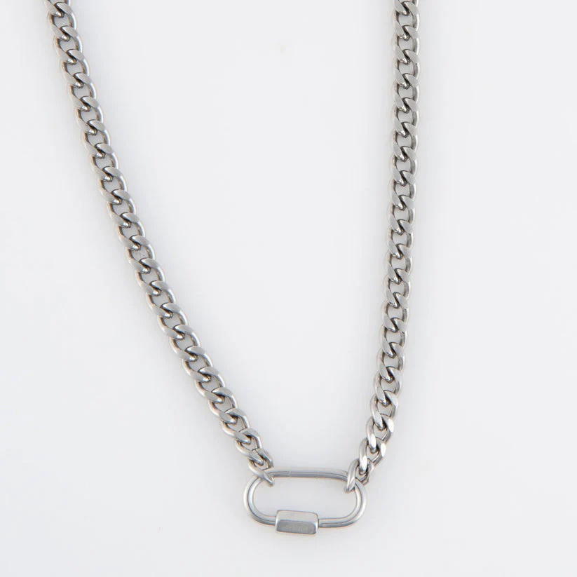 Narelle - Waterproof Carabiner Chain Necklace, Silver